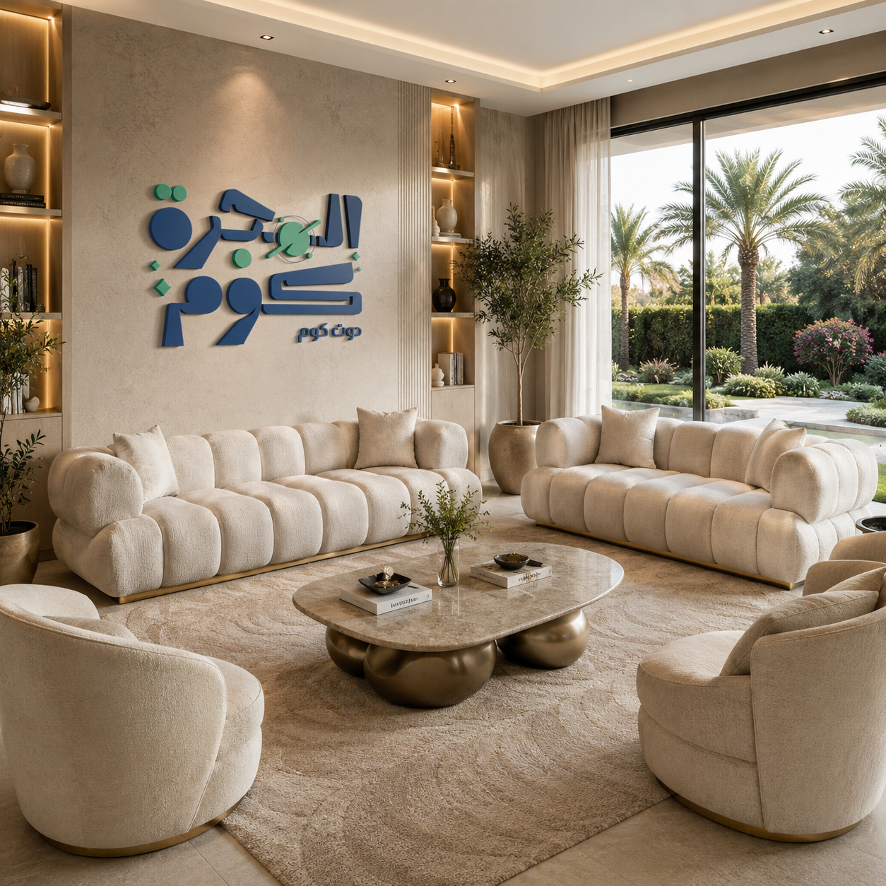 طقم استقبال بابل بيج فاخر 2 كنب و2 كرسي