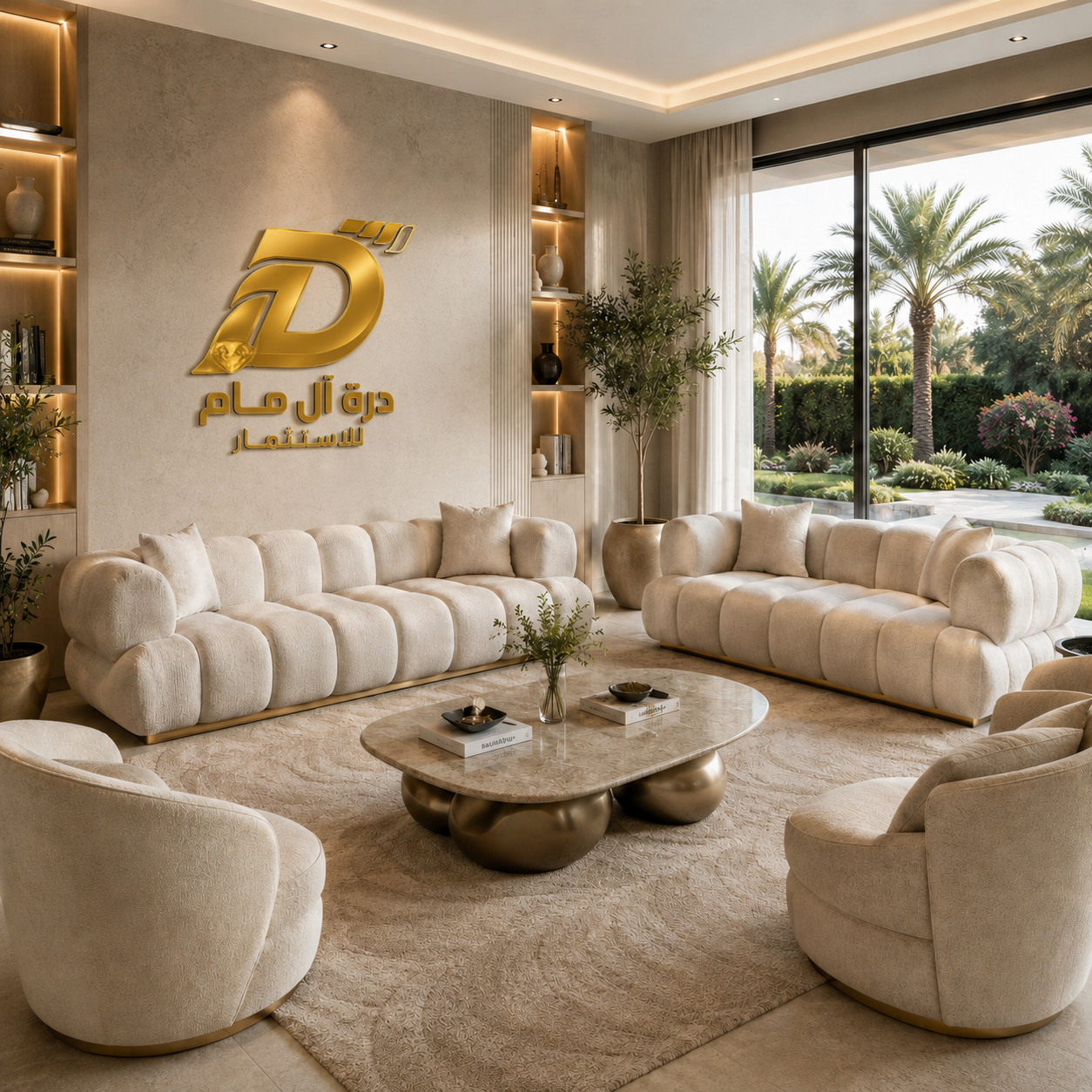 طقم استقبال بابل بيج فاخر 2 كنب و2 كرسي