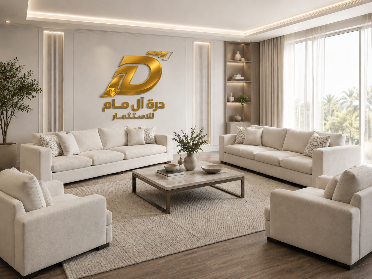 طقم استقبال نوفا كريم مودرن 2 كنب و2 كرسي
