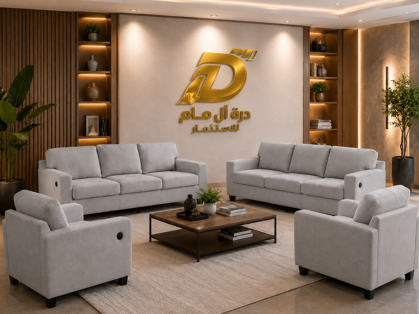 طقم استقبال أوربان جراي مودرن 2 كنب و2 كرسي
